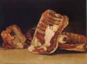 Francisco de Goya Style life with lamb head oil